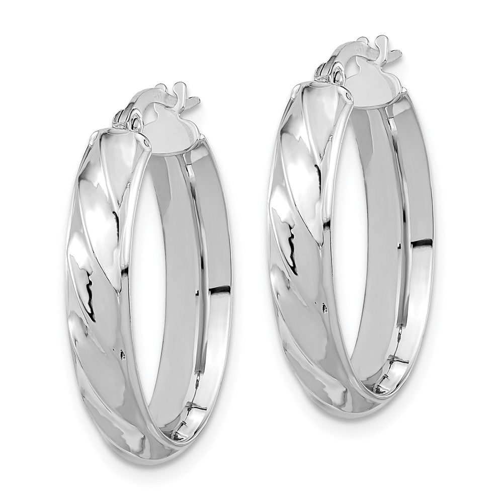 Polished and Twisted Oval Hoop Earrings - 4.75mm