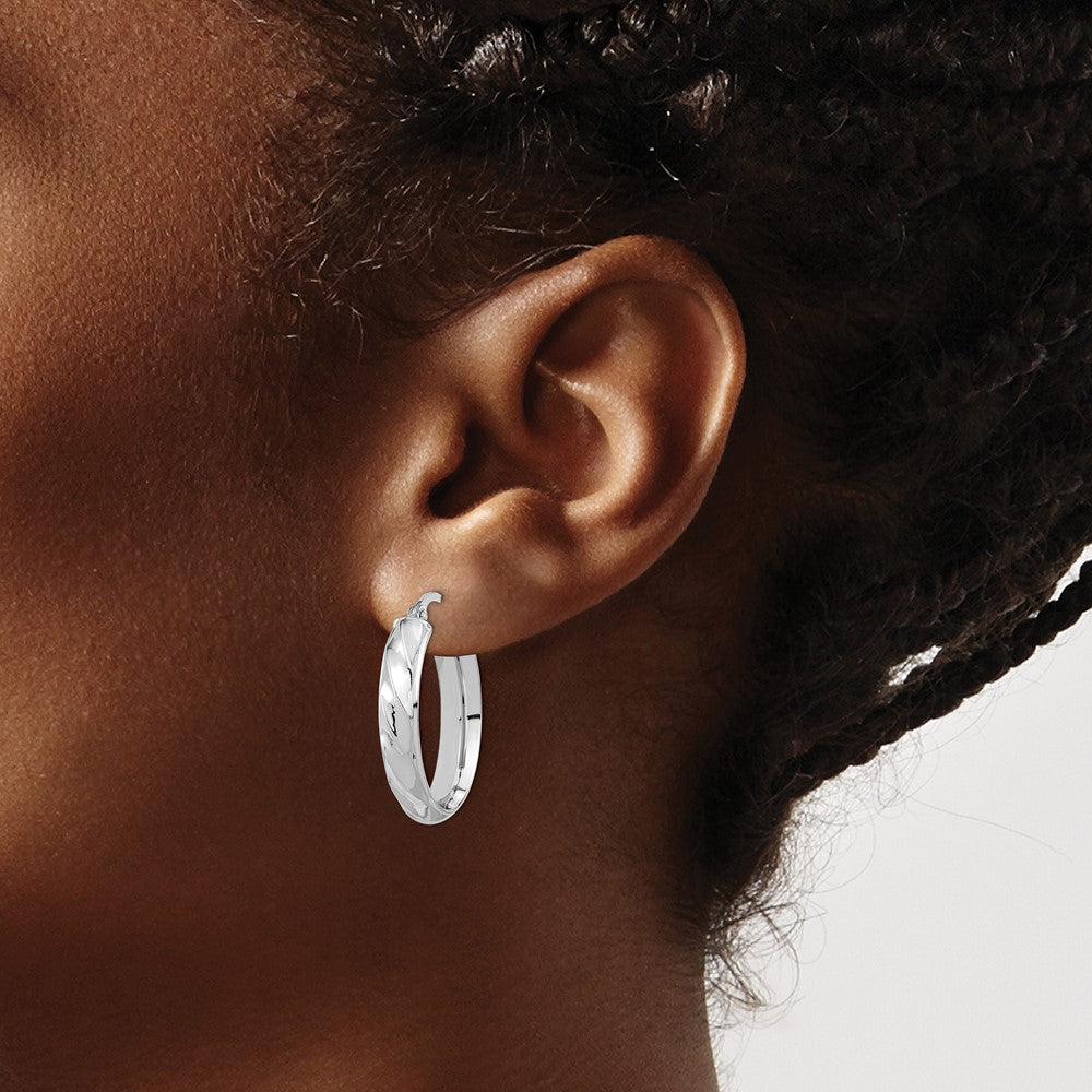 Polished and Twisted Oval Hoop Earrings - 4.75mm