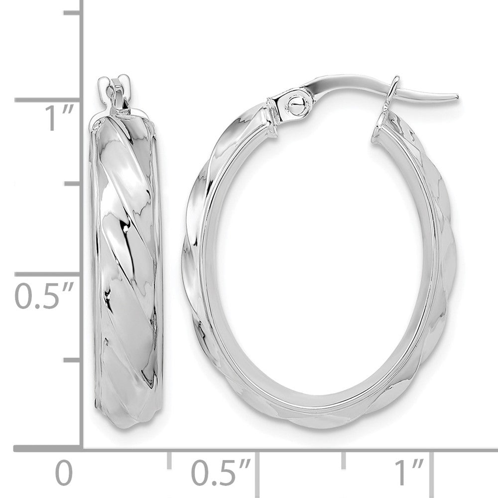 Polished and Twisted Oval Hoop Earrings - 4.75mm