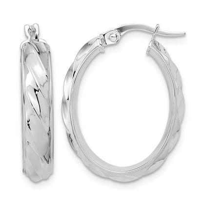 Polished and Twisted Oval Hoop Earrings - 4.75mm