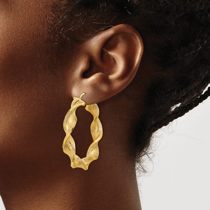Polished & Greek Satin Twisted Hoop Earrings