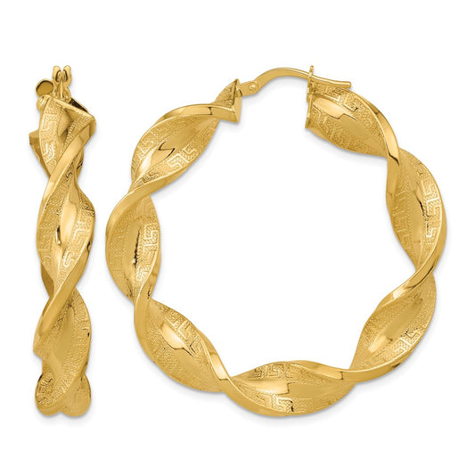 Polished & Greek Satin Twisted Hoop Earrings