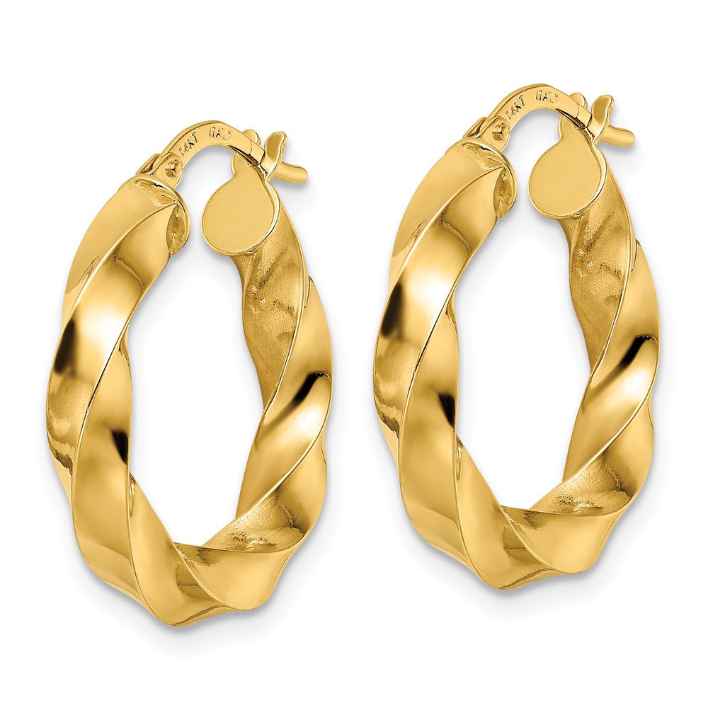 Polished Twisted Hoop Earrings - 4mm, 2.33g