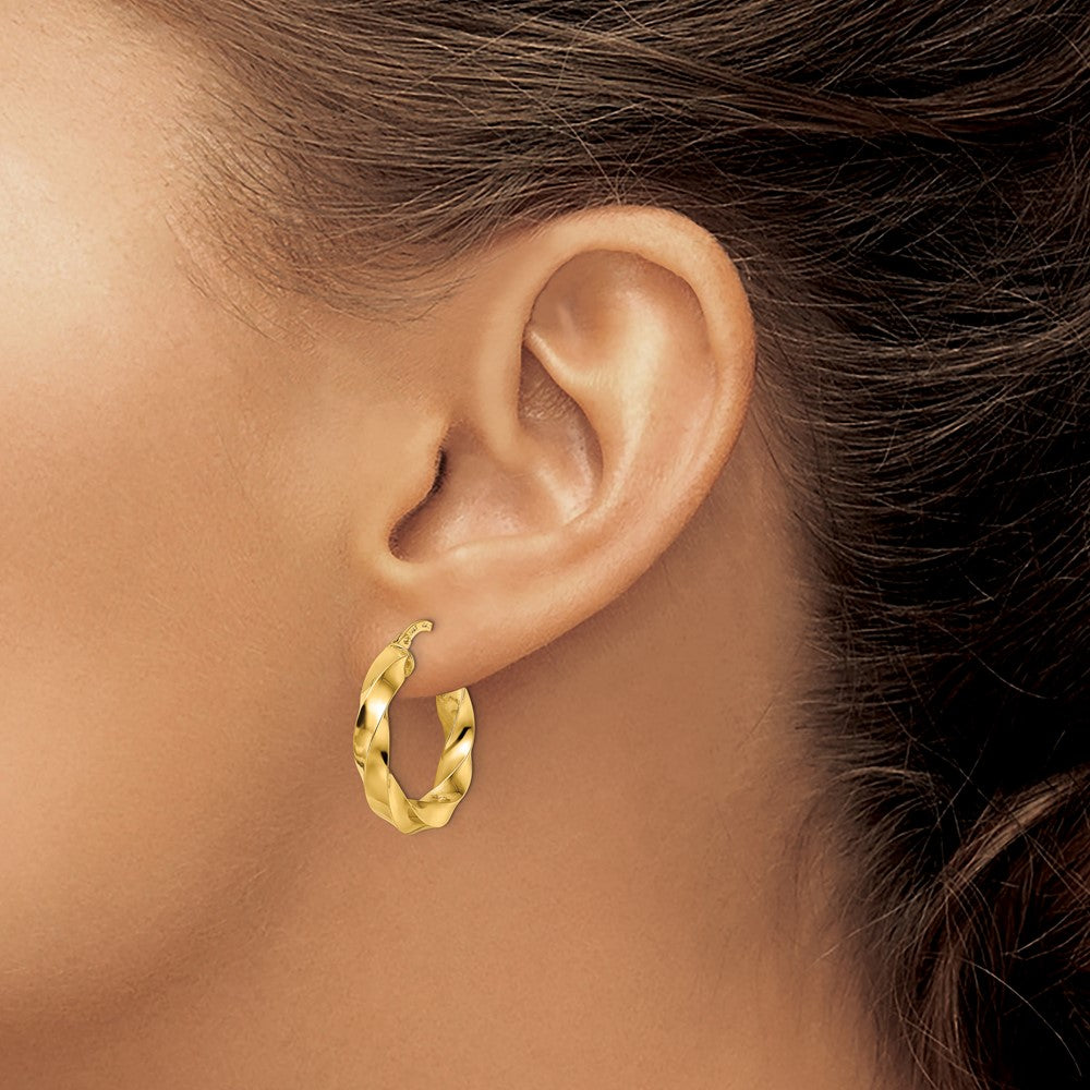 Polished Twisted Hoop Earrings - 4mm, 2.33g