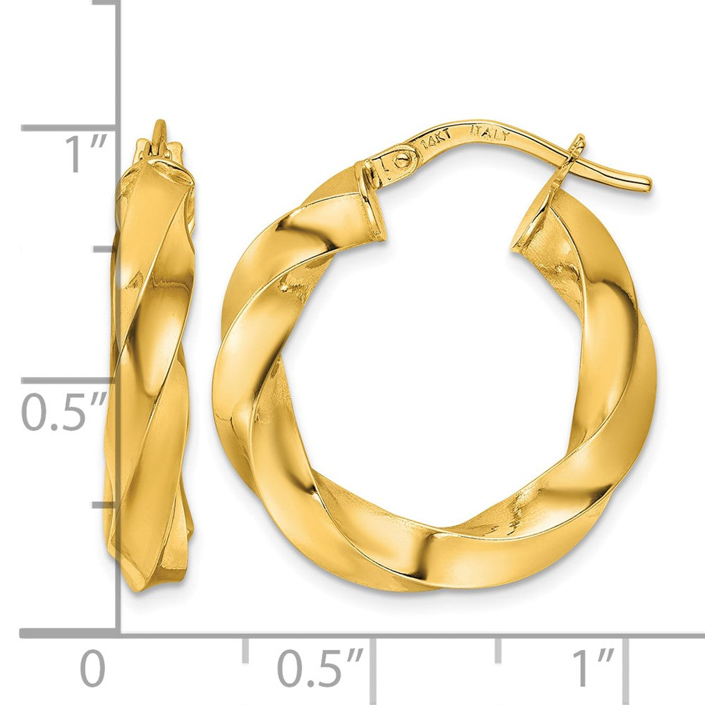 Polished Twisted Hoop Earrings - 4mm, 2.33g