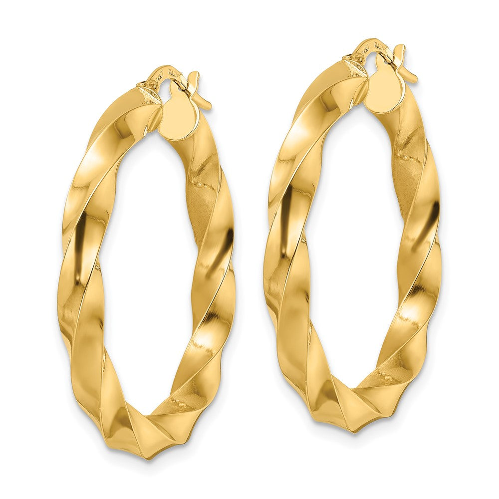 Polished Twisted Hoop Earrings - 3.39g