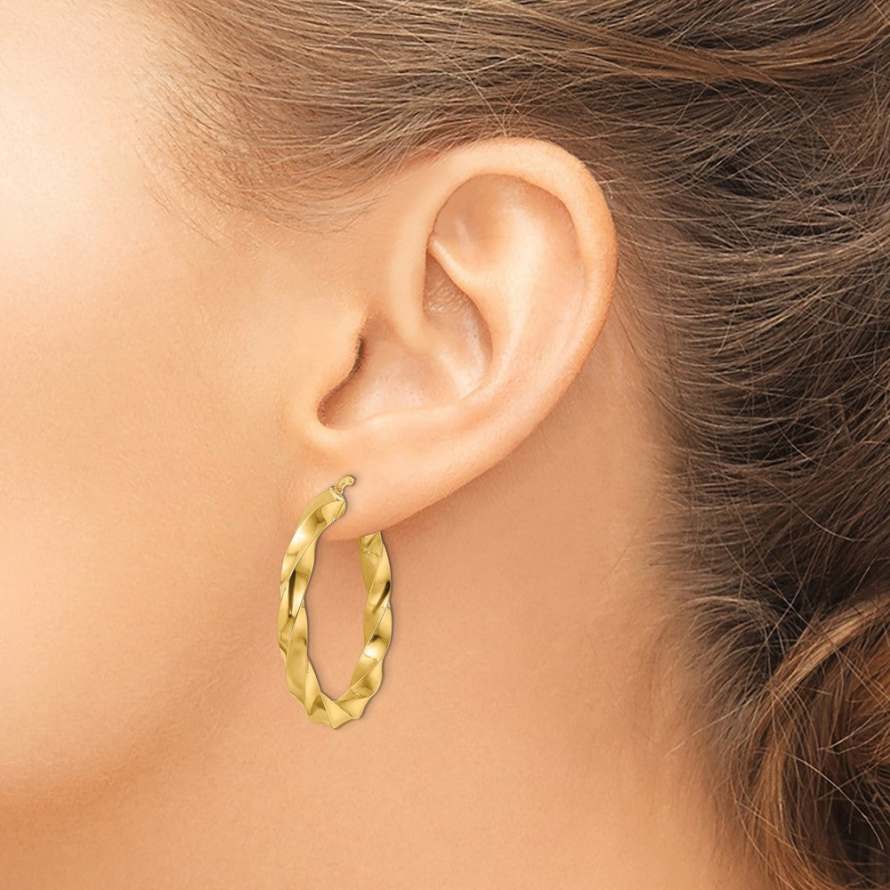 Polished Twisted Hoop Earrings - 3.39g