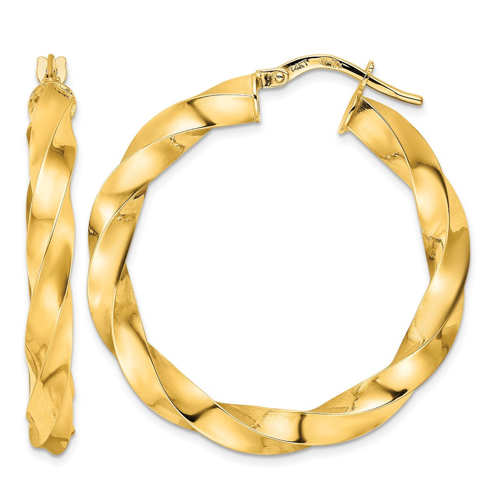Polished Twisted Hoop Earrings - 3.39g