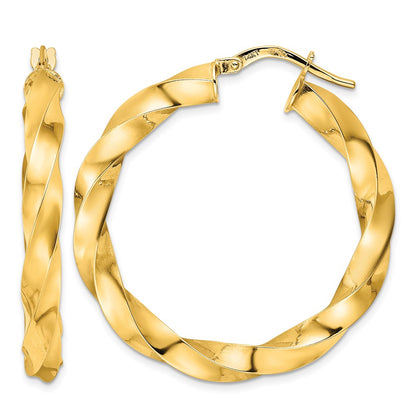 Polished Twisted Hoop Earrings - 3.39g