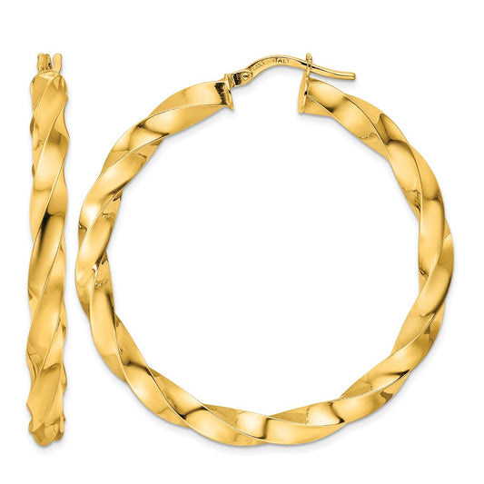 Polished Twisted Hoop Earrings - 4.38g