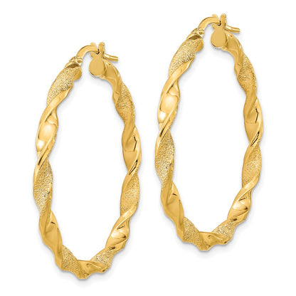 Polished and Textured Twisted Hoop Earrings - 3.25mm