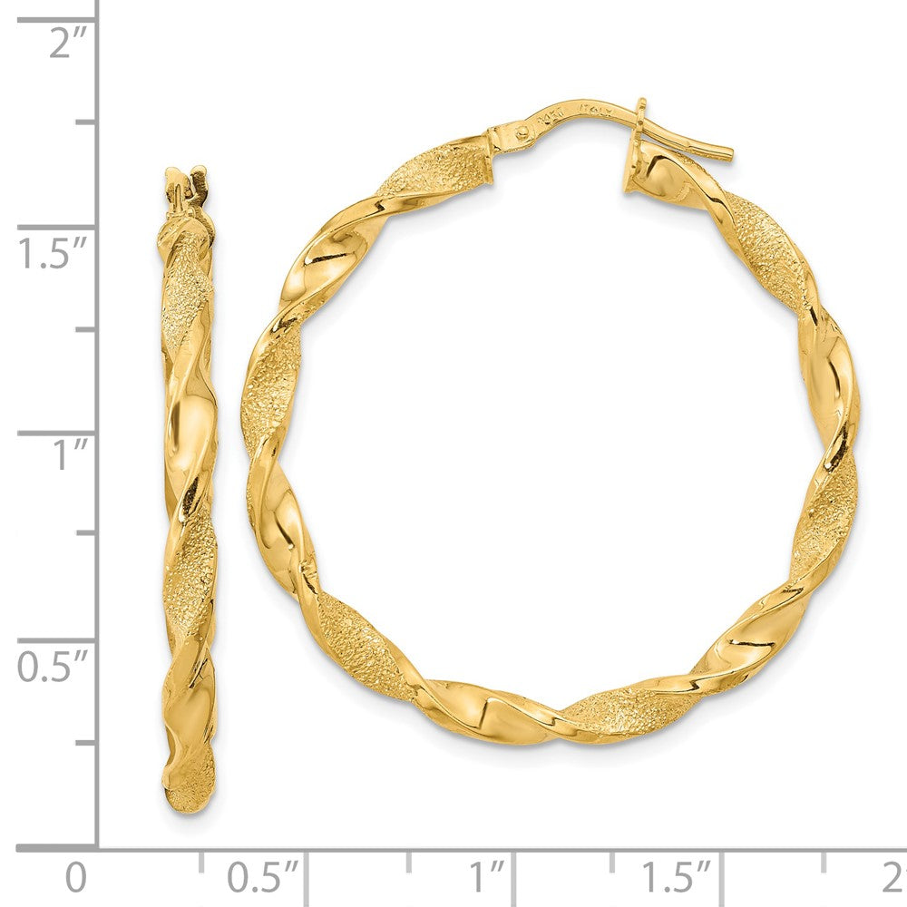 Polished and Textured Twisted Hoop Earrings - 3.25mm