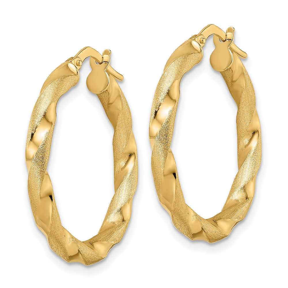 Brushed and Polished Twisted Hoop Earrings