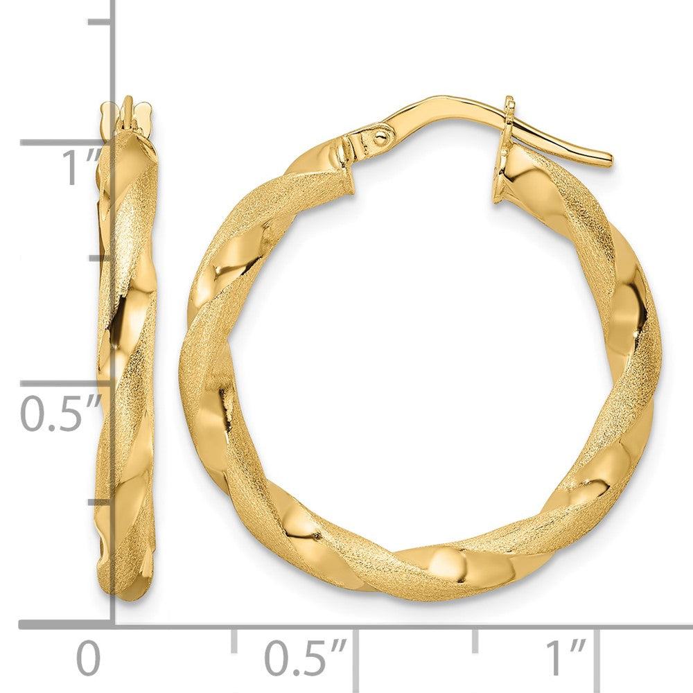Brushed and Polished Twisted Hoop Earrings