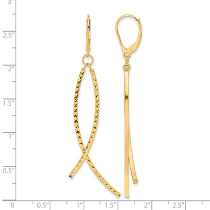 Polished Diamond Cut Fancy Dangle Leverback Earrings - Yellow Gold