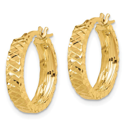 Polished 4mm Diamond Cut Hoop Earrings - 18.6mm