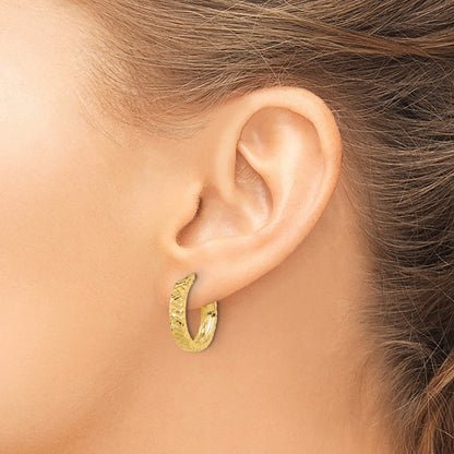 Polished 4mm Diamond Cut Hoop Earrings - 18.6mm