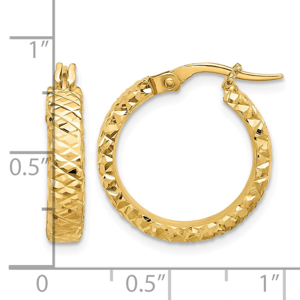 Polished 4mm Diamond Cut Hoop Earrings - 18.6mm