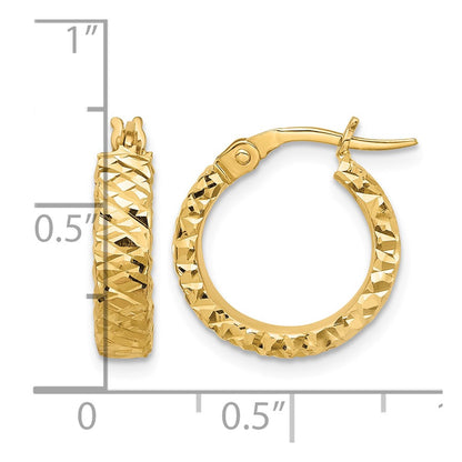 Polished 4mm Diamond Cut Hoop Earrings - 15.5mm