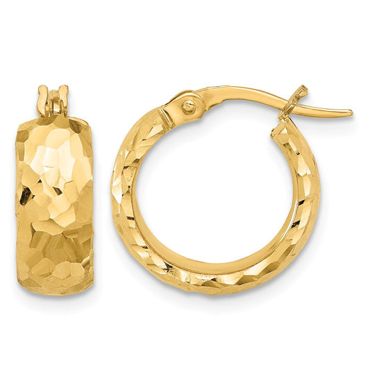 Polished and Diamond Cut 6mm Hoop Earrings