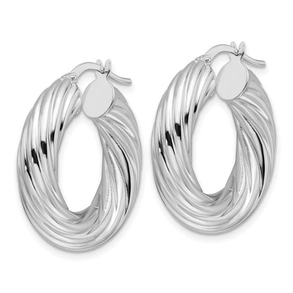 Polished Twist 6mm Hollow Round Hoop Earrings