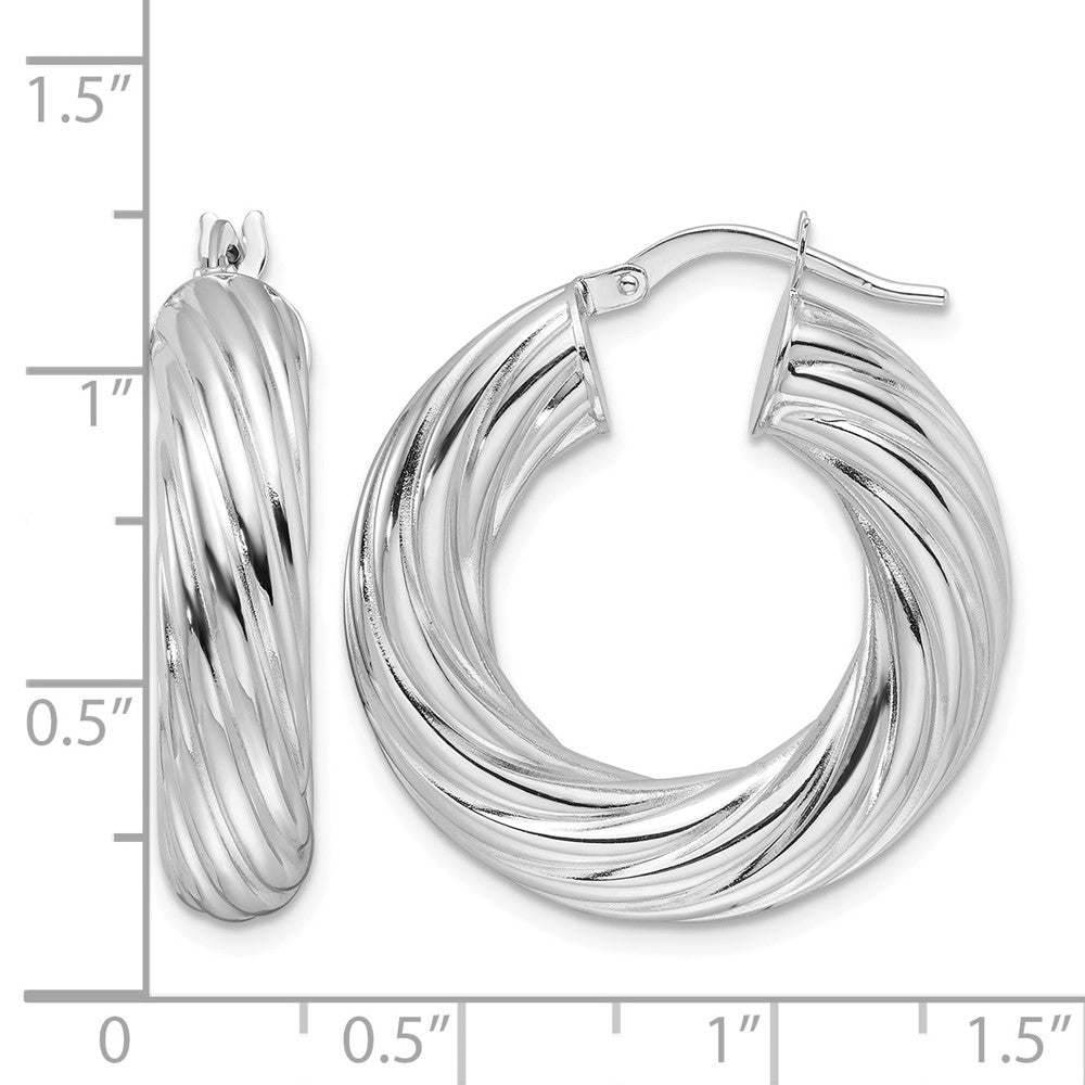 Polished Twist 6mm Hollow Round Hoop Earrings