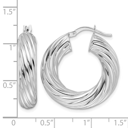 Polished Twist 6mm Hollow Round Hoop Earrings