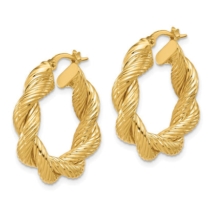 Polished and Textured Twisted Hoop Earrings - 24.8mm