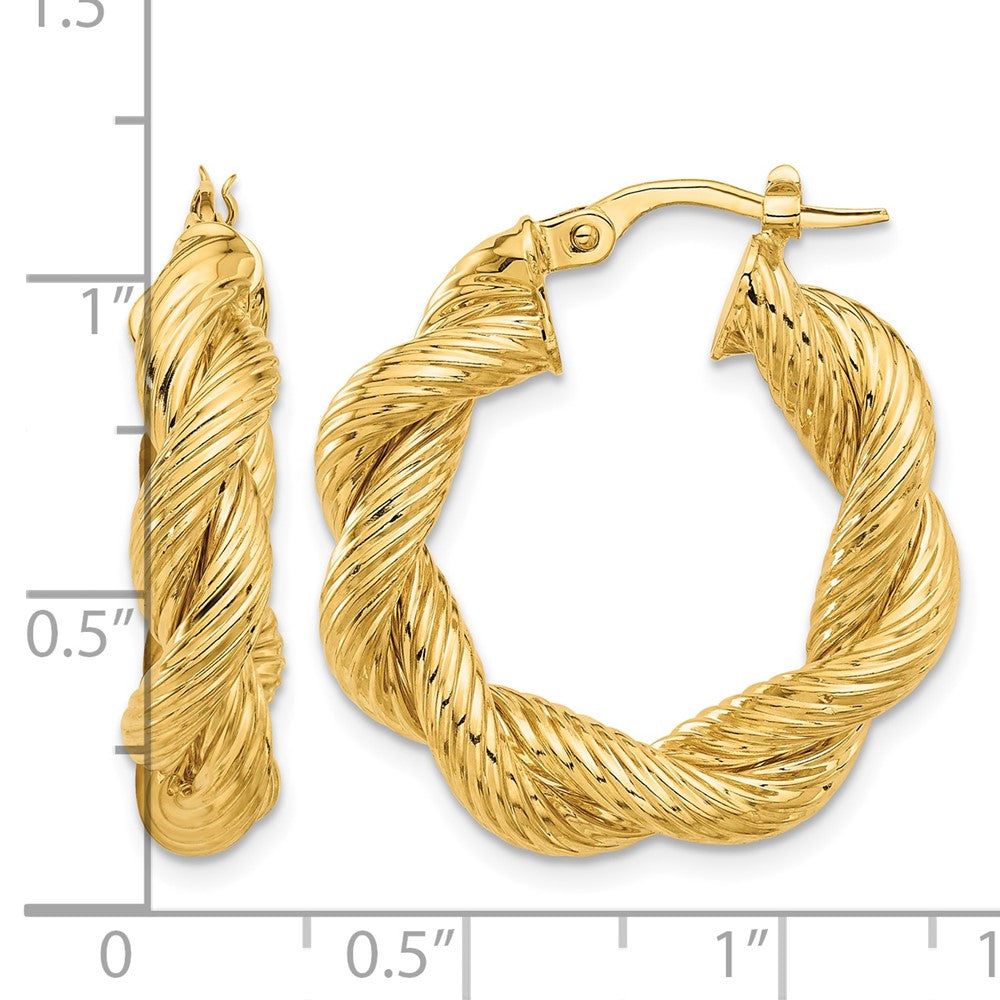 Polished and Textured Twisted Hoop Earrings - 24.8mm