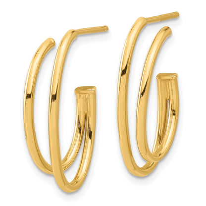 Polished Oval /Double Strand J-Hoop Post Earrings