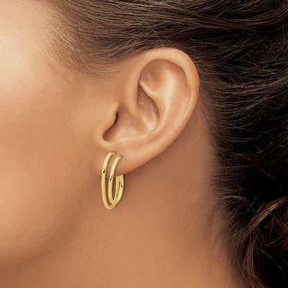Polished Oval /Double Strand J-Hoop Post Earrings