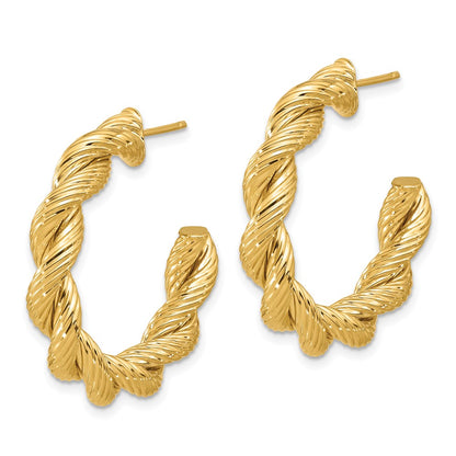 Polished and Textured Twisted Post Hoop Earrings