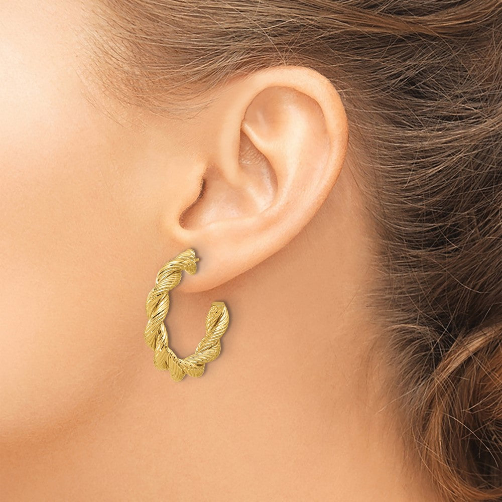 Polished and Textured Twisted Post Hoop Earrings