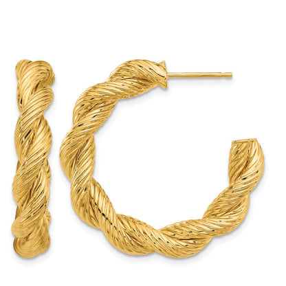 Polished and Textured Twisted Post Hoop Earrings