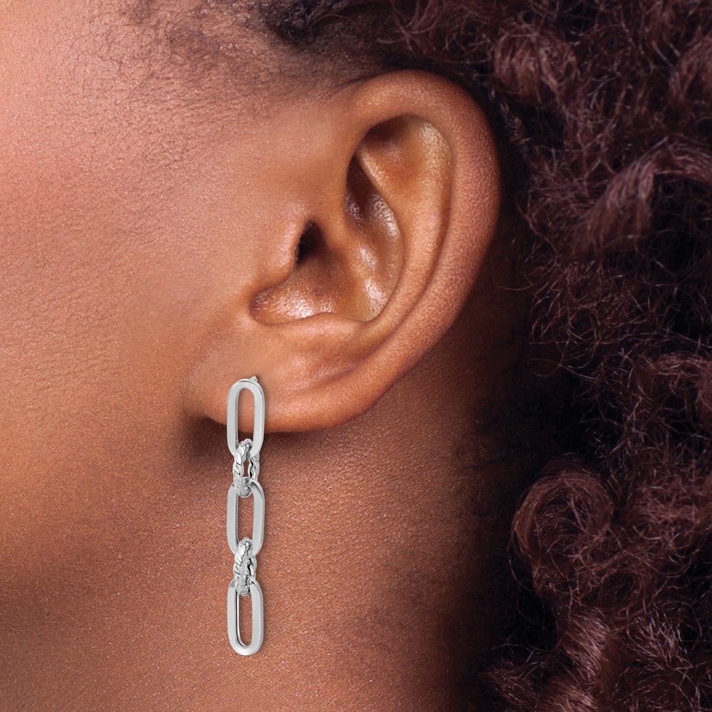Polished Chain Link Dangle Post Earrings