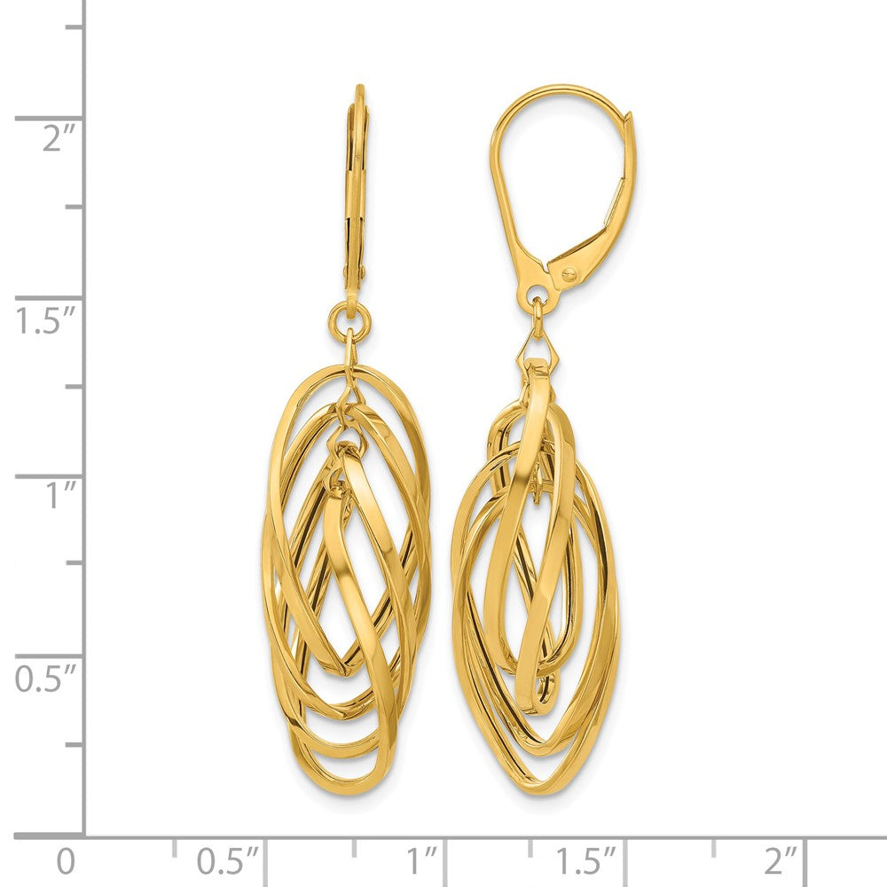 Polished Oval Twisted Dangle Leverback Earrings - 12.5mm
