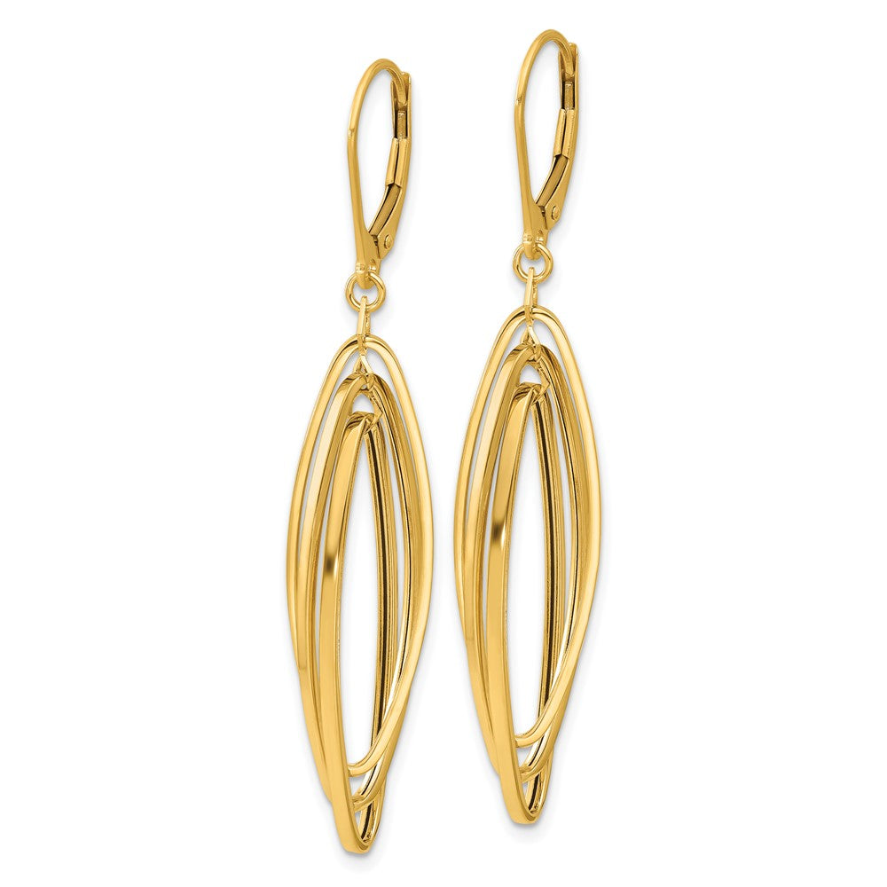 Polished Oval Twisted Dangle Leverback Earrings - 9.5mm