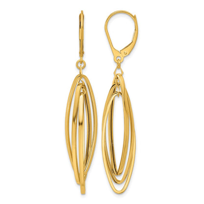 Polished Oval Twisted Dangle Leverback Earrings - 9.5mm