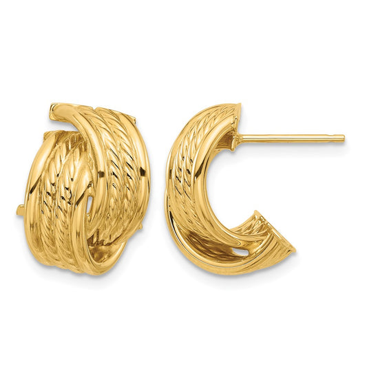 Polished and Textured Twisted Post Earrings