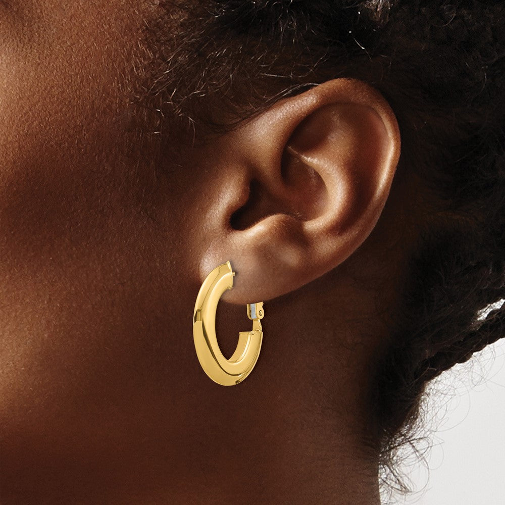 Polished Knife Edge Oval Hoop Omega Back Earrings
