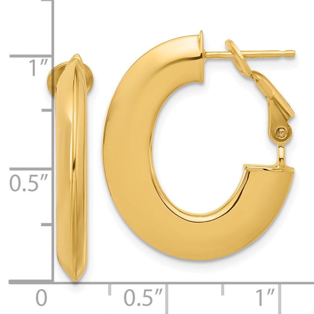 Polished Knife Edge Oval Hoop Omega Back Earrings