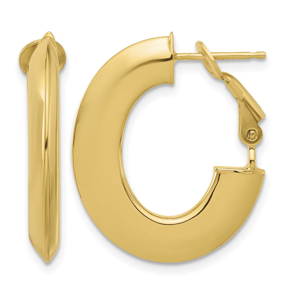 Polished Knife Edge Oval Hoop Omega Back Earrings