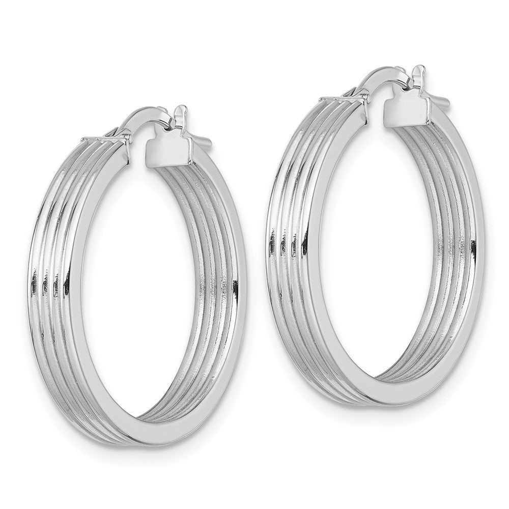 Polished Grooved Hoop Earrings