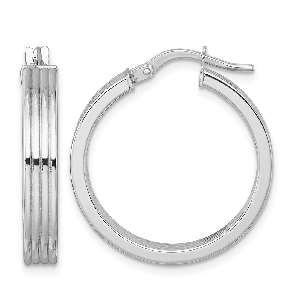 Polished Grooved Hoop Earrings