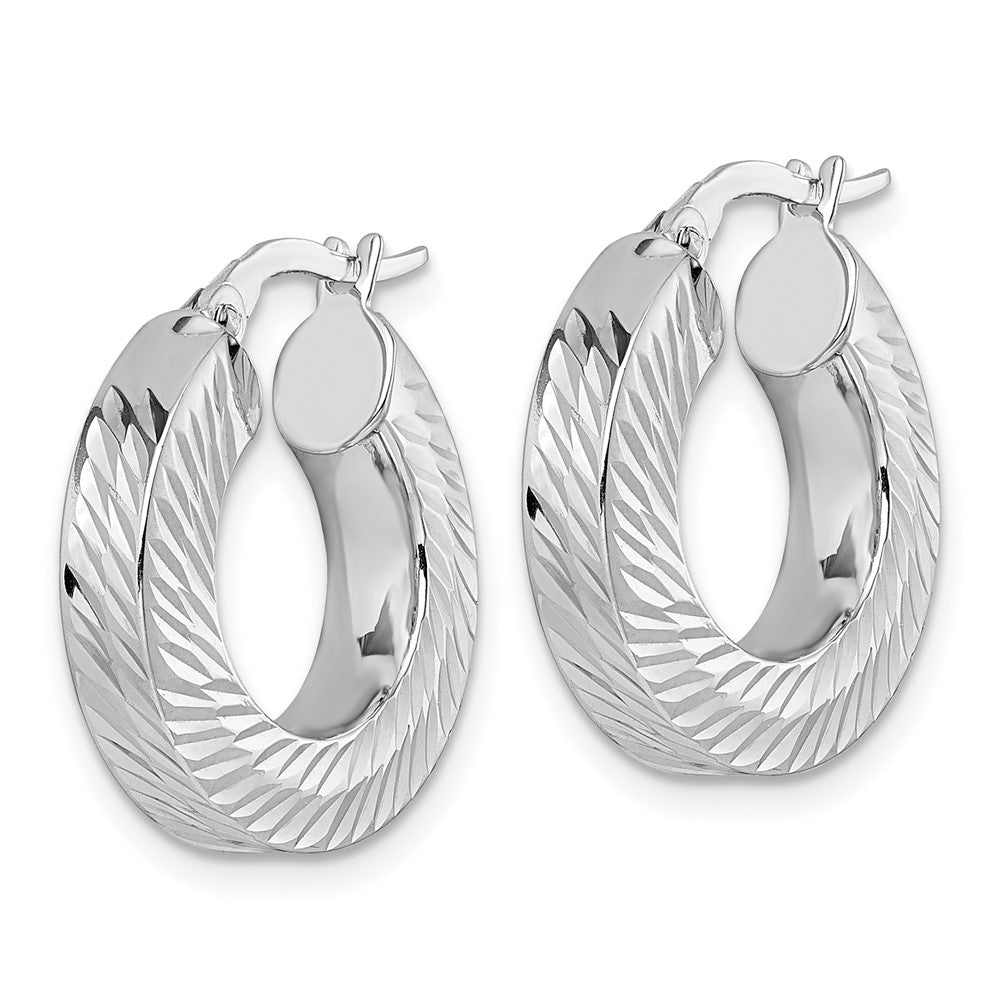 Polished/Diamond-cut Square Tube Hoop Earrings
