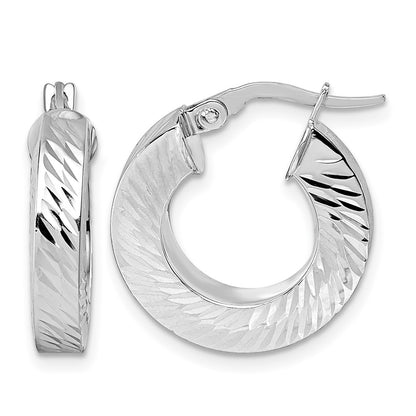 Polished/Diamond-cut Square Tube Hoop Earrings