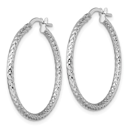 Polished Diamond-cut Hoop Earrings - 1.54g