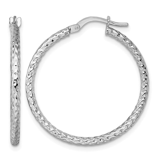 Polished Diamond-cut Hoop Earrings - 1.54g