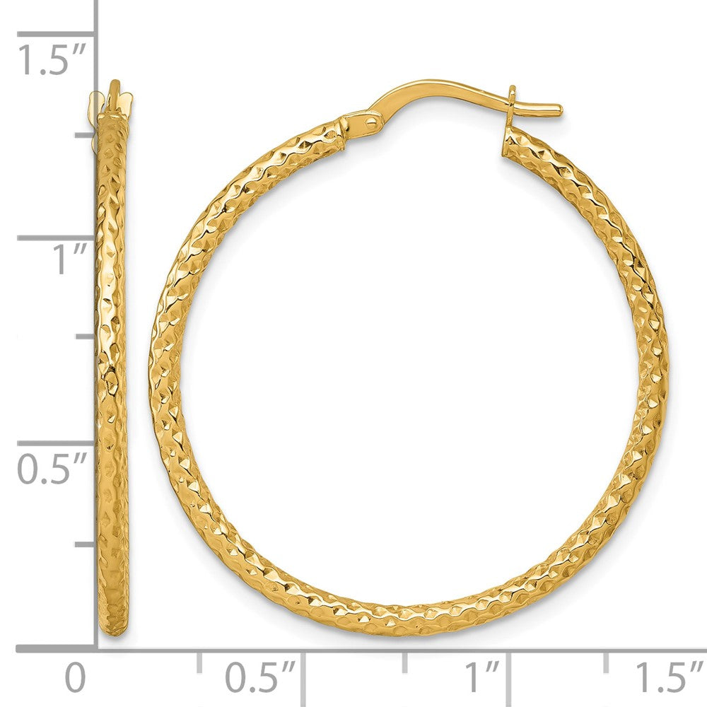 Polished Diamond-cut Hoop Earrings - 1.69-1.75g