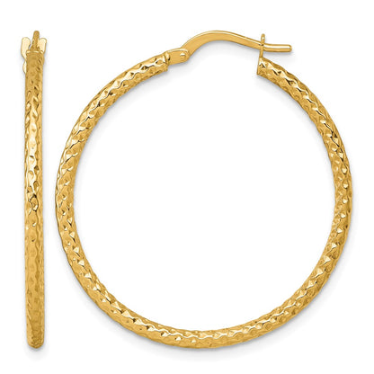 Polished Diamond-cut Hoop Earrings - 1.69-1.75g
